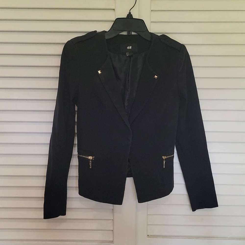 H&M 4 Black with Gold Details Blazer